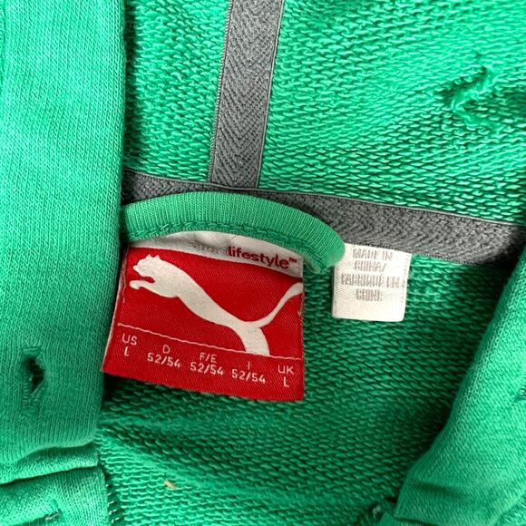 Puma Hoodie‎ Jacket Green Grey Logo Front Full Zip Long Sleeve Women's Large - Picture 3 of 15